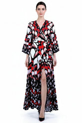 Annabella Print Designer Wrap Maxi Dress
