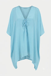 Aqua Blue Viscose Silk Kaftan Top