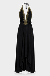 Black Draped Maxi Scarf Dress